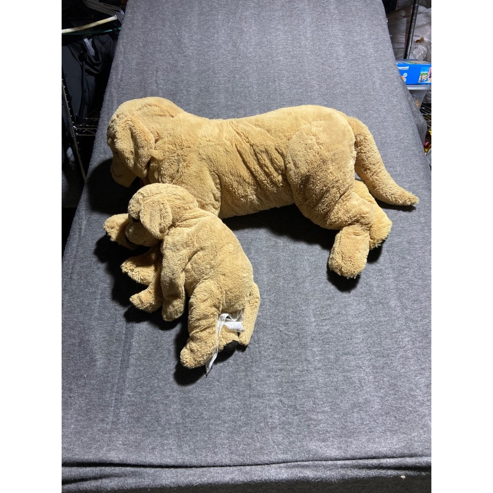 IKEA Gosig Golden Retriever Plush Dog Set Tan Large Adult and Small Puppy